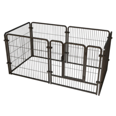 狗狗圍欄柵欄 室內寵物圍欄 附方管 + 鐵絲 6片, 黑色, 1組