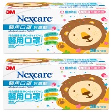 3M Nexcare 兒童平面 醫用口罩 7660C, 粉藍色, 50片, 2包