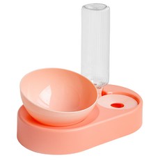 Mompiece 狗狗貓咪飯碗 半自動餵水器, 粉紅色, 1個