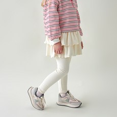 MARI N MORI 兒童保暖羅紋天鵝絨荷葉邊褲裙