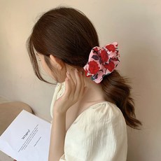 모이르벨라 여성용 로즈 패턴 헤어 슈슈 밴드 2개