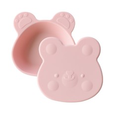 Bellable Gomi 嬰兒副食品餐具組, 粉紅色, 1套, 吸盤碗 + 蓋子