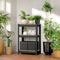 HOMEDANT HOUSE Speed Rack 花盆組裝式鐵製層架 500 x 300 x 750 mm, 黑色, 3層