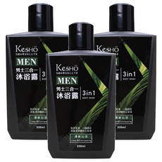 KeSHO 男性三合一清新沁涼沐浴露, 300ml, 3瓶
