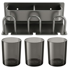 小麥購物 太空鋁牙刷置物架 3人款 336g, 黑色, 1組