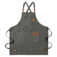 I AM PANDA 丹寧咖啡師防水圍裙, 1個, 灰色