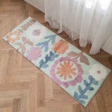 Rainbow house 花朵圖案廚房地墊, 薄荷