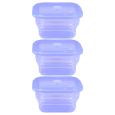 LIVING CREATOR Pushlock折疊式矽膠保鮮盒 淺紫色 400ml, 3個, 單品