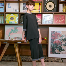 MAISON MAVARM 方塊Logo涼感七分袖家居服上下套裝