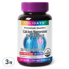 HOLIDAYS 鈣+鎂+鋅+維他命D保健錠, 90顆, 3罐