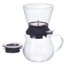 HARIO 好璃奧 LARGO迷你泡茶壺組 上壺350ml + 茶壺450ml, 透明色 + 黑色, 1組