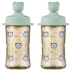 AKIOOM 幼兒用小熊PPSU吸管杯 260ml, 2個, 薄荷