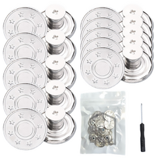 밝은리빙 신형 바지수선 요술단추 17mm, 실버스타, 10개