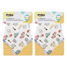 PUKU 藍色企鵝 Summer造型領巾組 2入組 純棉材質 柔軟親膚 排釦設計 固定不易滑 一巾多用