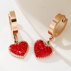 noid-b 女性醫療鋼愛心垂墜易扣式耳環