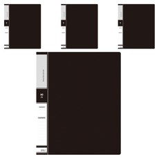 A4 直式活頁環透明文件夾 80p, 黑色, 4個