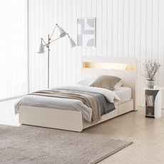 레이디가구 모노 LED 수납 침대 프레임 단품 방문설치, 아이보리