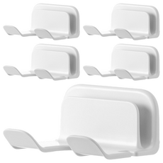 懶角落 壁掛吹風機置物架, 太空鋁材質, 防水防鏽, 超強耐重, 白色, 5個