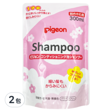 pigeon 貝親 泡沫洗髮精 補充包 1歲半以上使用 花香, 300ml, 2包