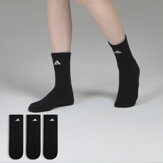 아디다스 심플 쿠션 중목 스포츠양말, 블랙, 3세트