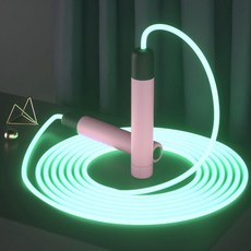 S-SportPlus+ 發光跳繩, 粉色握把 綠光繩, 2.8m, 1條