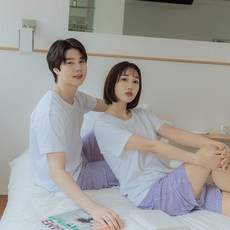 도씨 커플용 냉감 체크 5부 잠옷 바지 D3955 2p