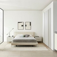 까사미아 로베르 가죽 침대 프레임 단품 방문설치, 라이트그레이