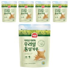 해표 지리산 100% 우리밀 통밀가루, 1.5kg, 5개