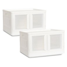 Living Sunday 雙開門式折疊收納箱, 2個, 白色, 56公升