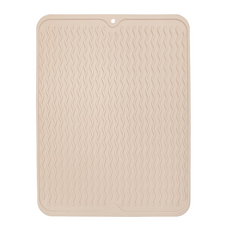 Quasi 水波紋瀝水墊 TPR材質 波浪立體紋路防滑 40x30.5x0.5cm, 1層, 卡其色, 1個