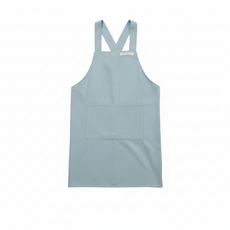 日系純色工作棉質圍裙 寬肩帶大口袋設計 舒適耐用, 淺藍, 1件