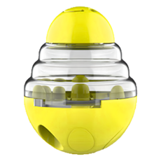 笑臉漏食不倒翁, 幫助狗狗進食更順暢，避免狼吞虎嚥，緩慢漏食設計，確保安全, 11 x 9cm, 狗狗黃色, 1個