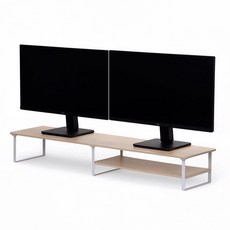 세븐앤씨 2단 반수납형 듀얼 모니터받침대 선반 1000mm, 베이지, 1개