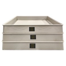 GINII 基尼小物收納透氣籃 三件組 聚丙烯PP材質 MIT台灣設計製造, L(34 x 25.5 x 6.2cm), 象牙白, 1組