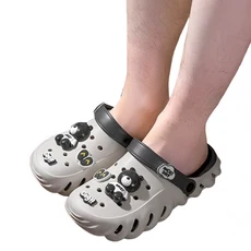 輕便兩穿厚底洞洞鞋 EVA材質 灰黑雙色