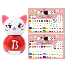 BABLIE 兒童美甲貓咪紅色指甲+兒童美甲貼組, 隨機發貨, 1套