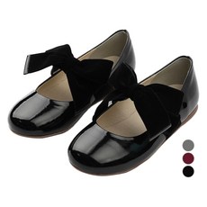 Agneau 女童 Peony 絲絨蝴蝶結皮鞋