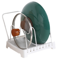 YMJ 現代平底鍋整理架, 白色, 1個, 1層