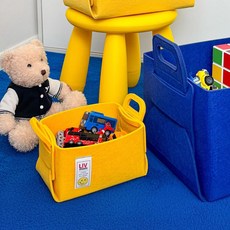 리브맘 접이식 펠트 비비드 수납바구니, 옐로우, 1개