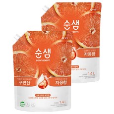 순샘 구연산 자몽 주방세제 리필, 1.4L, 2개