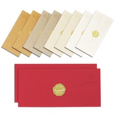 TUCO.B 高級萊薩克壓紋零用錢信封 5款 x 2p + 金色貼紙 10p 組, 混色, 1套