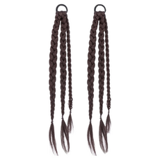 gelluna 三股麻花辮雙馬尾編織半假髮 自助接髮 HB-13, 2個, 3 深棕色