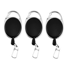 Silvercast 釣魚登山扣別針捲線器 3入, 1套, 黑色