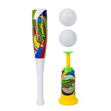 BOQITOYS 彈跳式棒球組 直式球棒, 白色 + 綠色 + 黃色, 1組