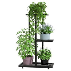 JHERITAGE 穩固耐用多功能花盆展示架, 黑色, 3層