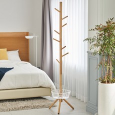 I-Living Assembly 木架衣架+儲物籃套組, 木色(衣架) 白色(籃子)