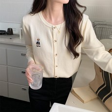 PEONIST 女款泰迪熊針織開襟衫
