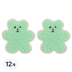 동대문단추왕 열접착식 자수 동물 보슬이젤리곰 와펜 패치, 민트, 12개
