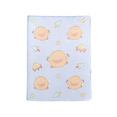 PiYOPiYO 黃色小鴨 太空冒險珊瑚絨四季毯 附提袋 - 輕柔細緻又保暖 可愛立體小鴨設計, 85 x 115cm, 藍色