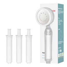 HappyDarling 維生素水壓增壓淋浴蓮蓬頭+替換濾芯 3入組, 混色, 1組